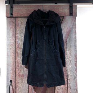 Prairie Underground Long Cloak Hoodie - black